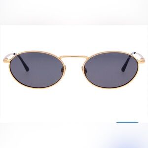 Ana Hickmann Blue Oval Frame Oval Sunglasses with Black Lenses